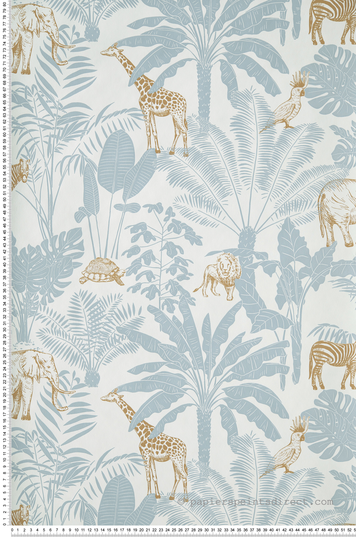 Papier peint Animaux Jungle Trip bleu ocre - Our Planet de Casélio | Réf. OUP101957121