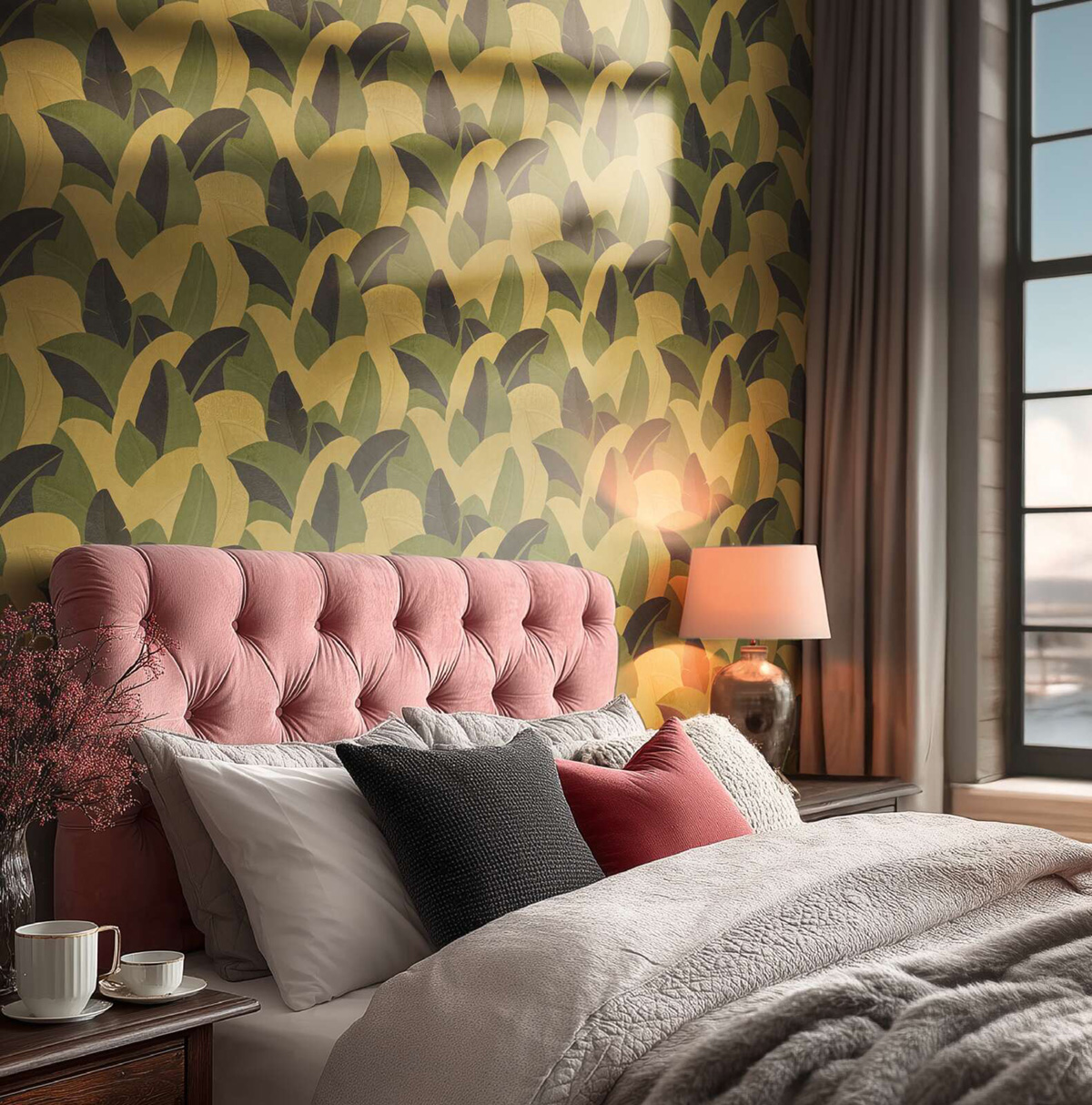 Papier peint Feuillage Graphique vert jaune - Vibes & Styles d'A.S. Création AMB2| Réf. AS-790391