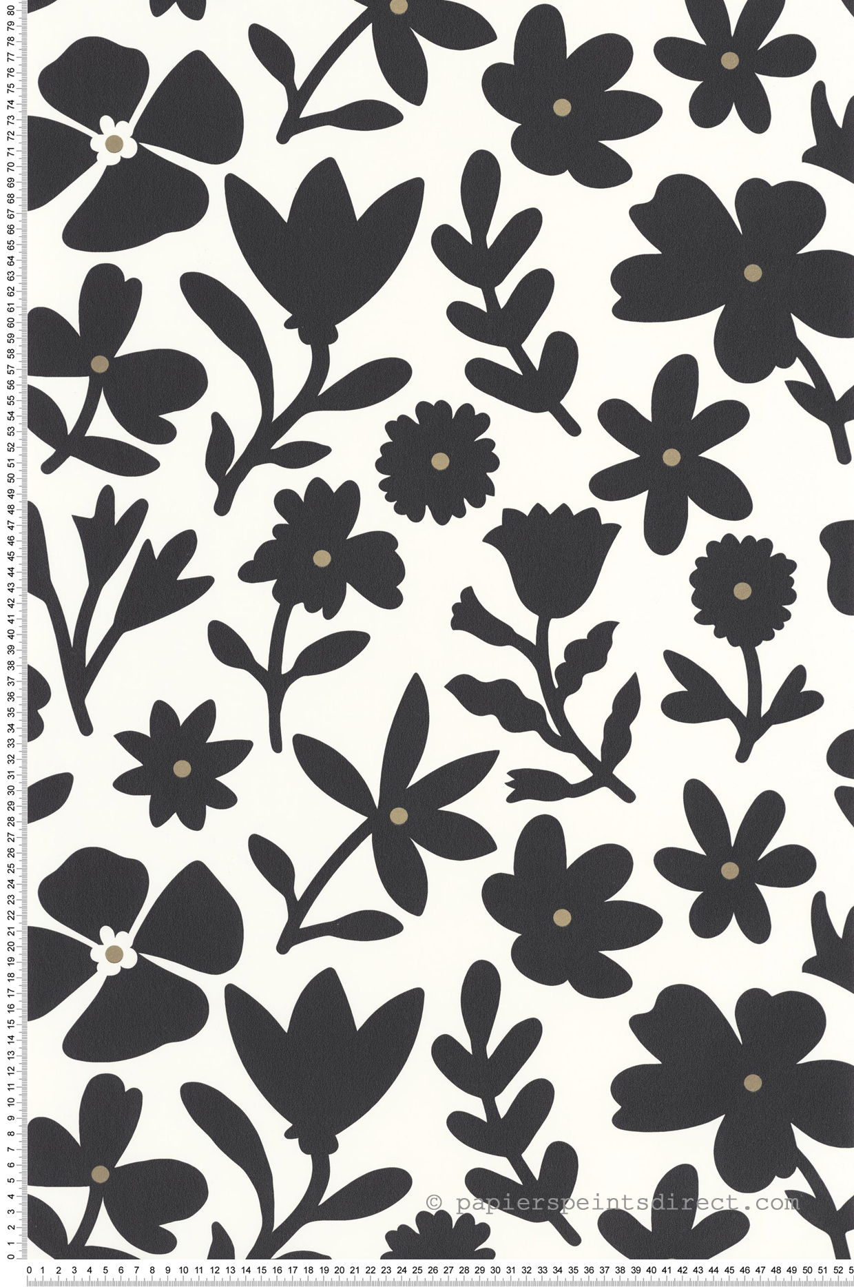 Papier peint Floralie Graphique noir blanc doré - Moonlight 2 de Casélio AMB | Réf. MLGT104340914