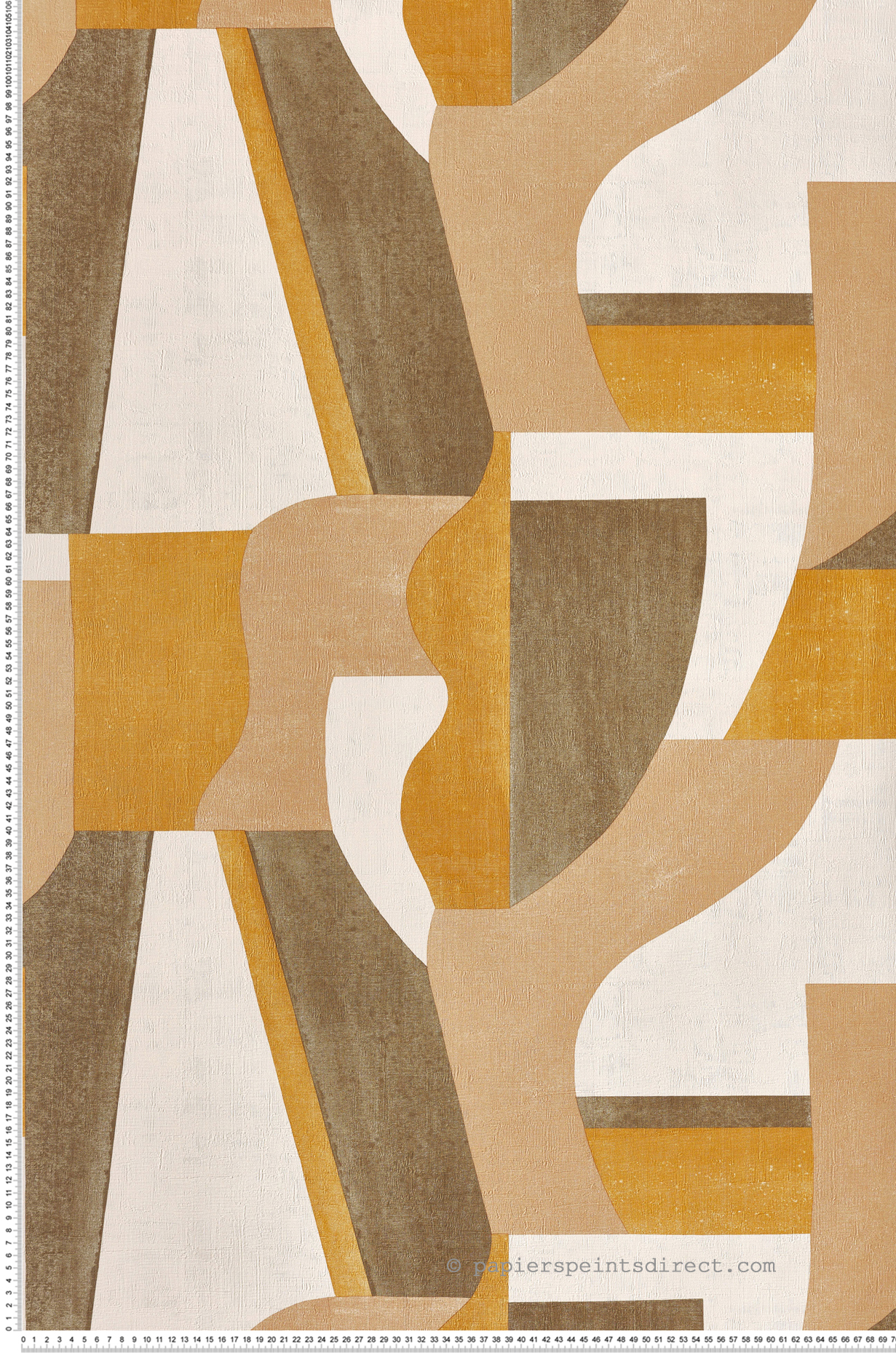 Papier peint Graphique Gino kaki moutarde - Mouvements de Casamance | Réf. CAS-76001834