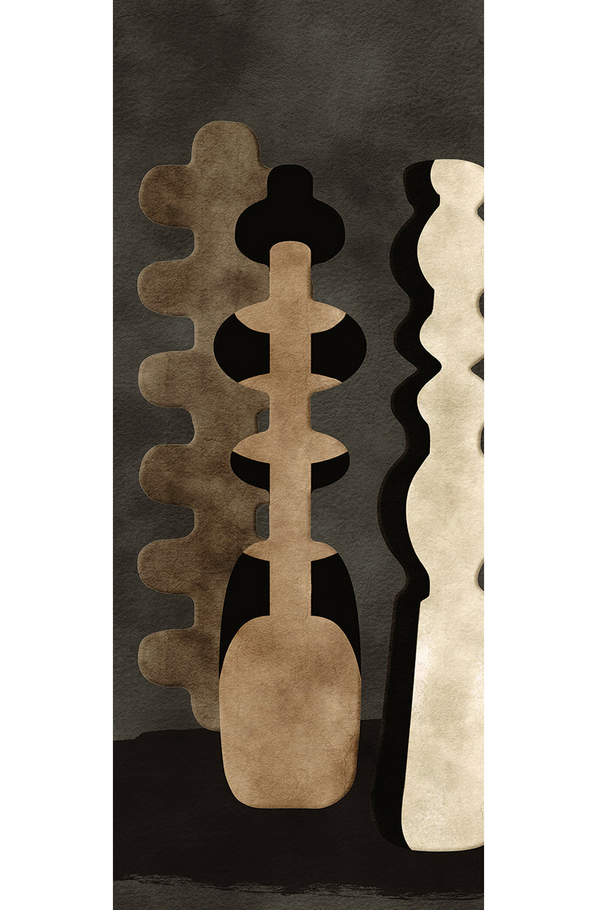 Papier peint panoramique Poterie Design noir marron - A H260 - Terra de Masureel | Réf. MAS-DGPOT1031-260