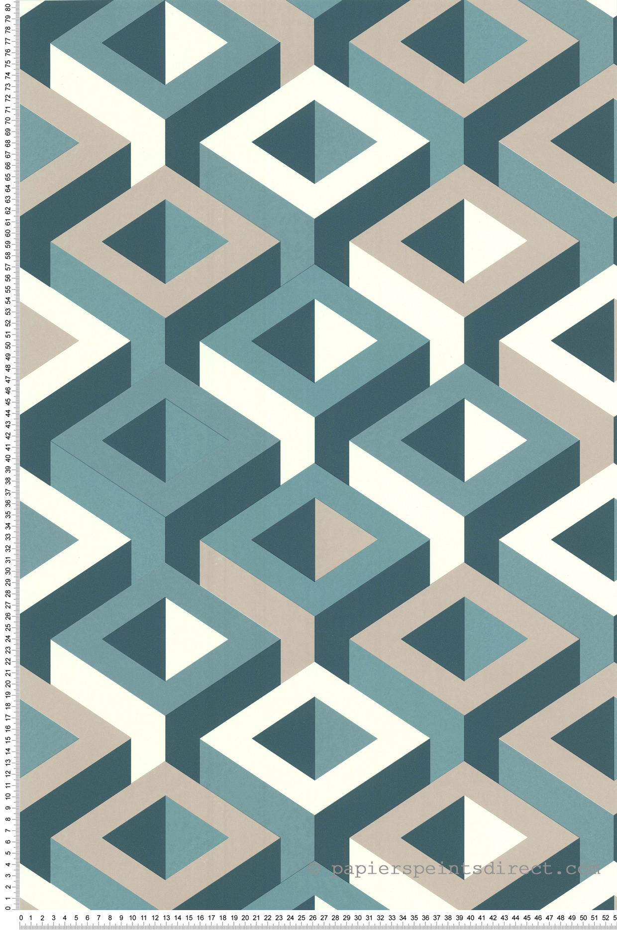 Papier peint 3D graphique carré bleu canard - Park Avenue de Lutèce | Réf. LTC-51186904