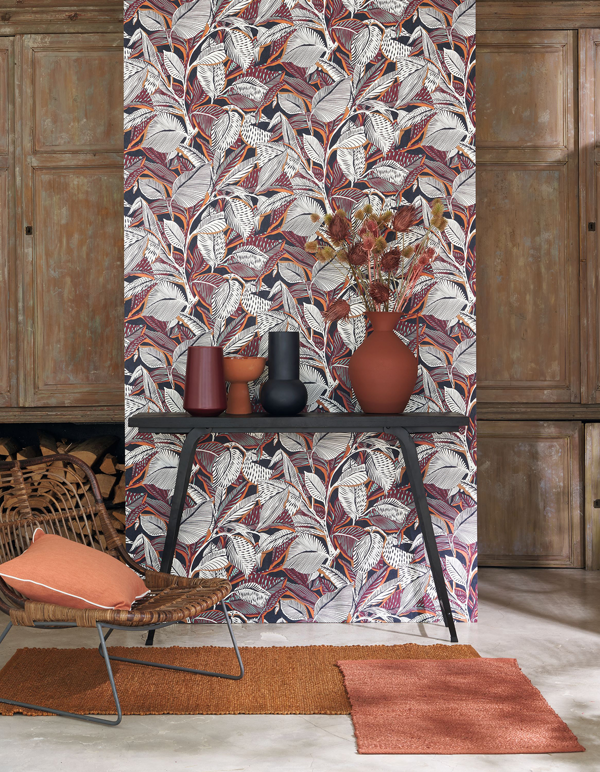 Papier peint Feuillage Riviera terre cuite - Méditerranée de Casadéco | Réf. MEDI87416213