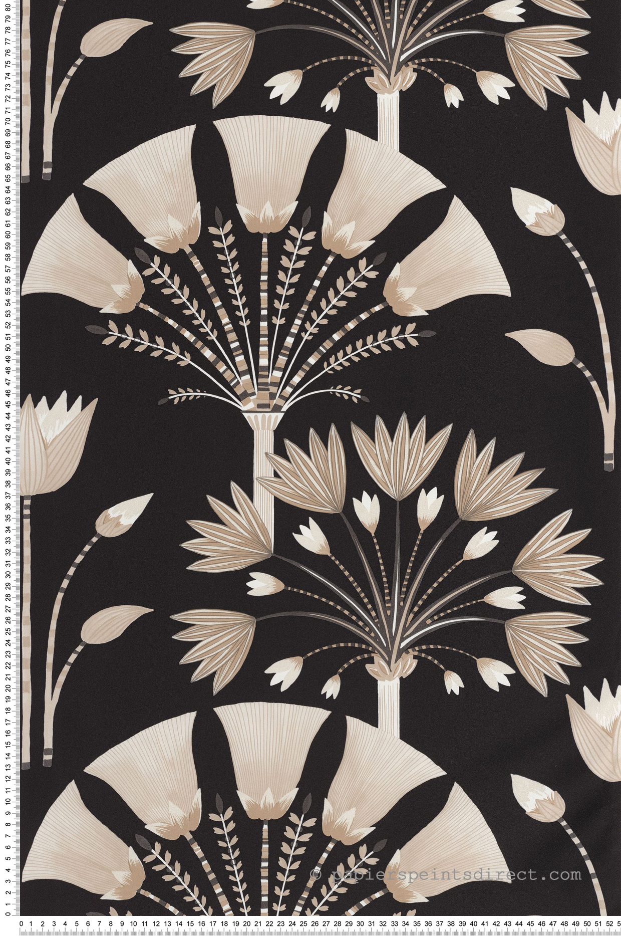 Papier peint Fleur Design Majestic noir beige nacre - Elégance de Casélio | Réf. ELC105279024