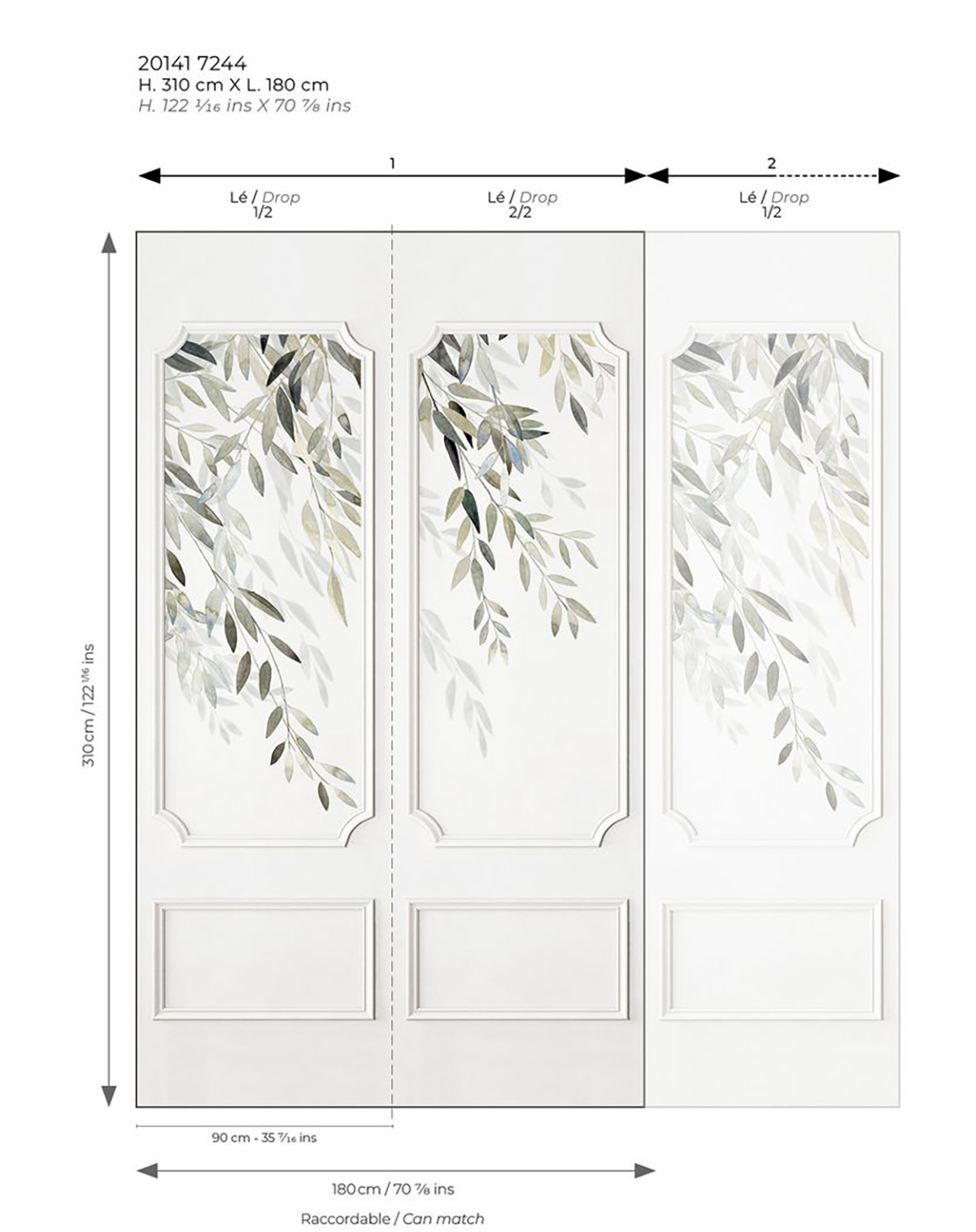 Papier peint panoramique Moulure Parfum d'Olivier vert - Moulures & Co de Casadéco AMB3 | Réf. MOCO201417244
