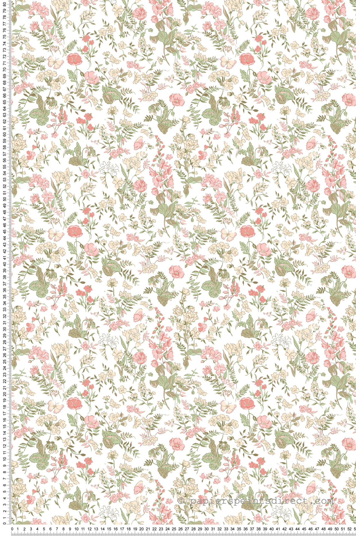 Papier peint Fleurs Balade Parisienne rose vert - Tartine & Chocolat de Lutèce | Réf. LTC-36230203