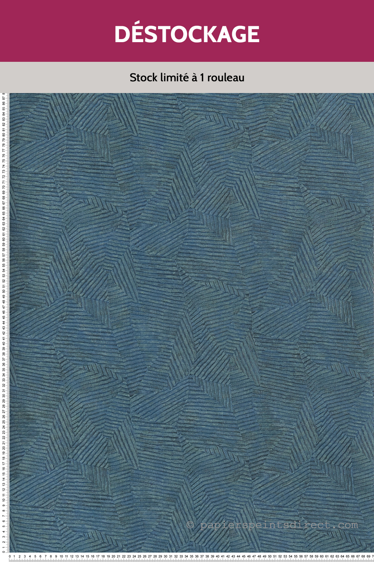 Papier peint Destockage - Calathea Feuilles Bleu Paon - Acajou