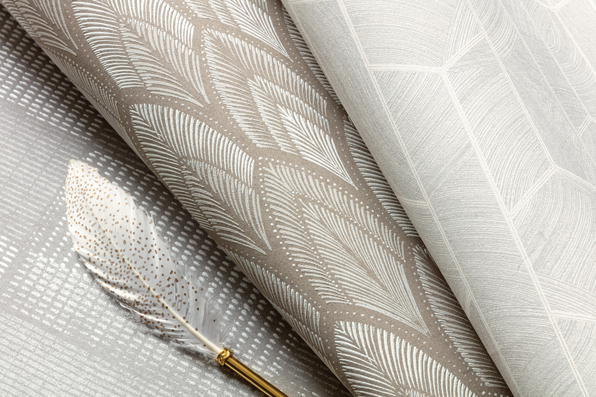 Papier peint Ethnique Géométrique Gyan gris métallisé - Summer de Masureel | Réf. MAS-SUM302