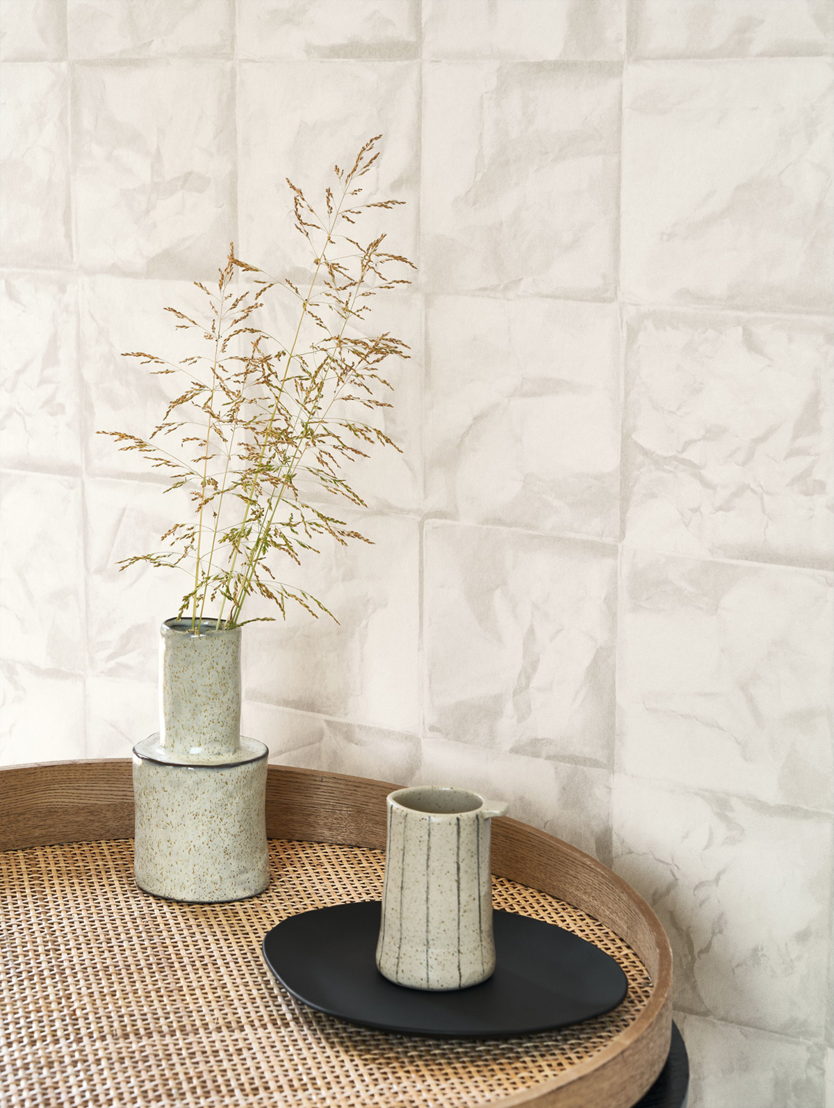 Papier peint Carreaux Papier Froissé blanc craie - Papercraft de Casadéco AMB3 | Réf. PAPC89640330