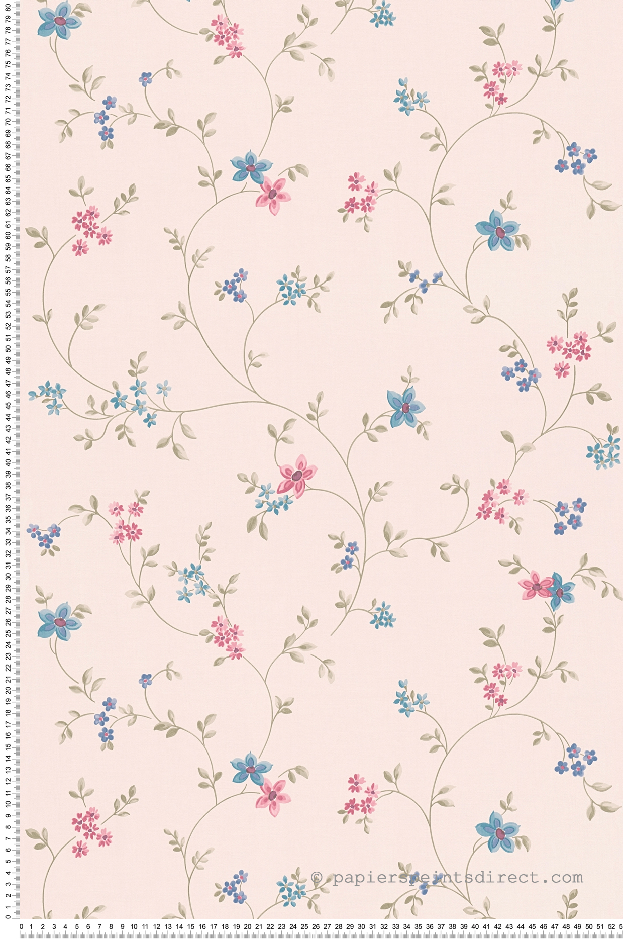 Papier peint Ramage Fleur Charme bleu rose - Maison Charme d'A.S. Création | Réf. AS-390711