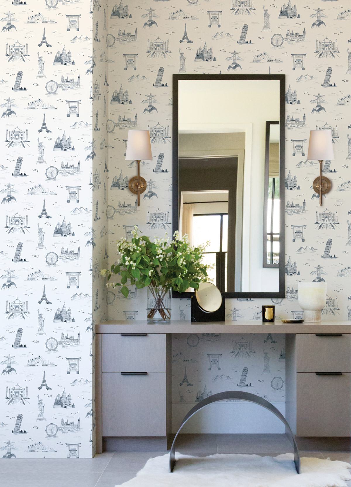 Papier peint adhésif Voyageur Monde Monument bleu - Les Adhésifs de Lutèce AMB2| Réf. LTC-NUS4553