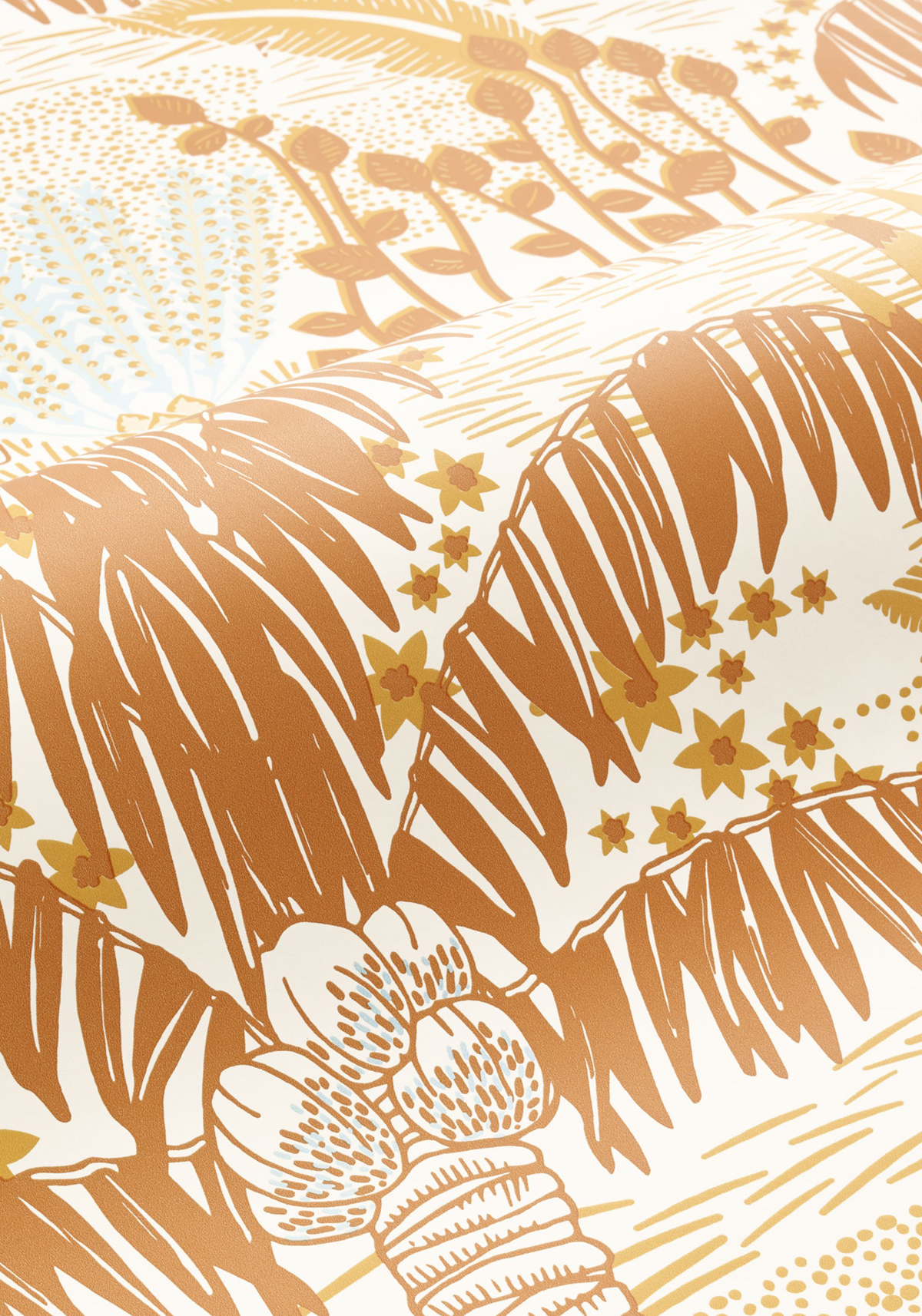 Papier peint Palmier Palmeraie terracotta bleu - L'Epopée de Casélio | Réf. EPO103692060