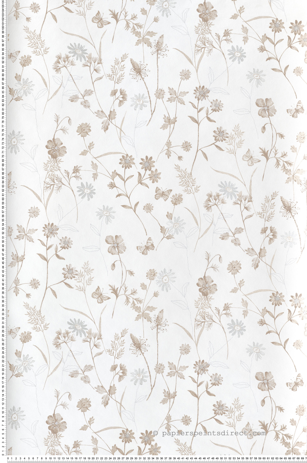 Papier peint Fleurs Elysium blanc cassé irisé - Amazone de Masureel | Réf. MAS-ZON102