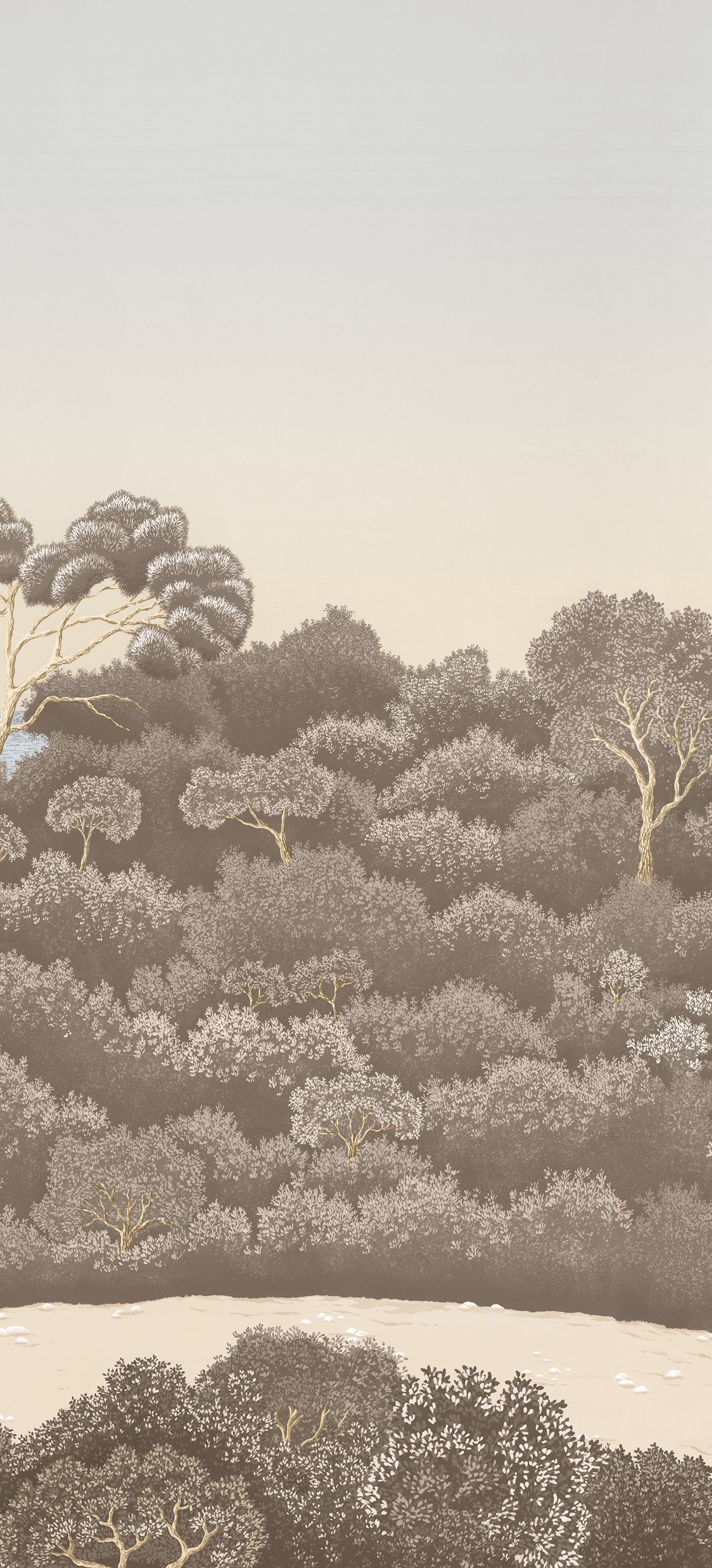 Papier peint panoramique Paysage Marin Port-Cros Bleu Ocre D - 10/11/12 - Isidore Leroy