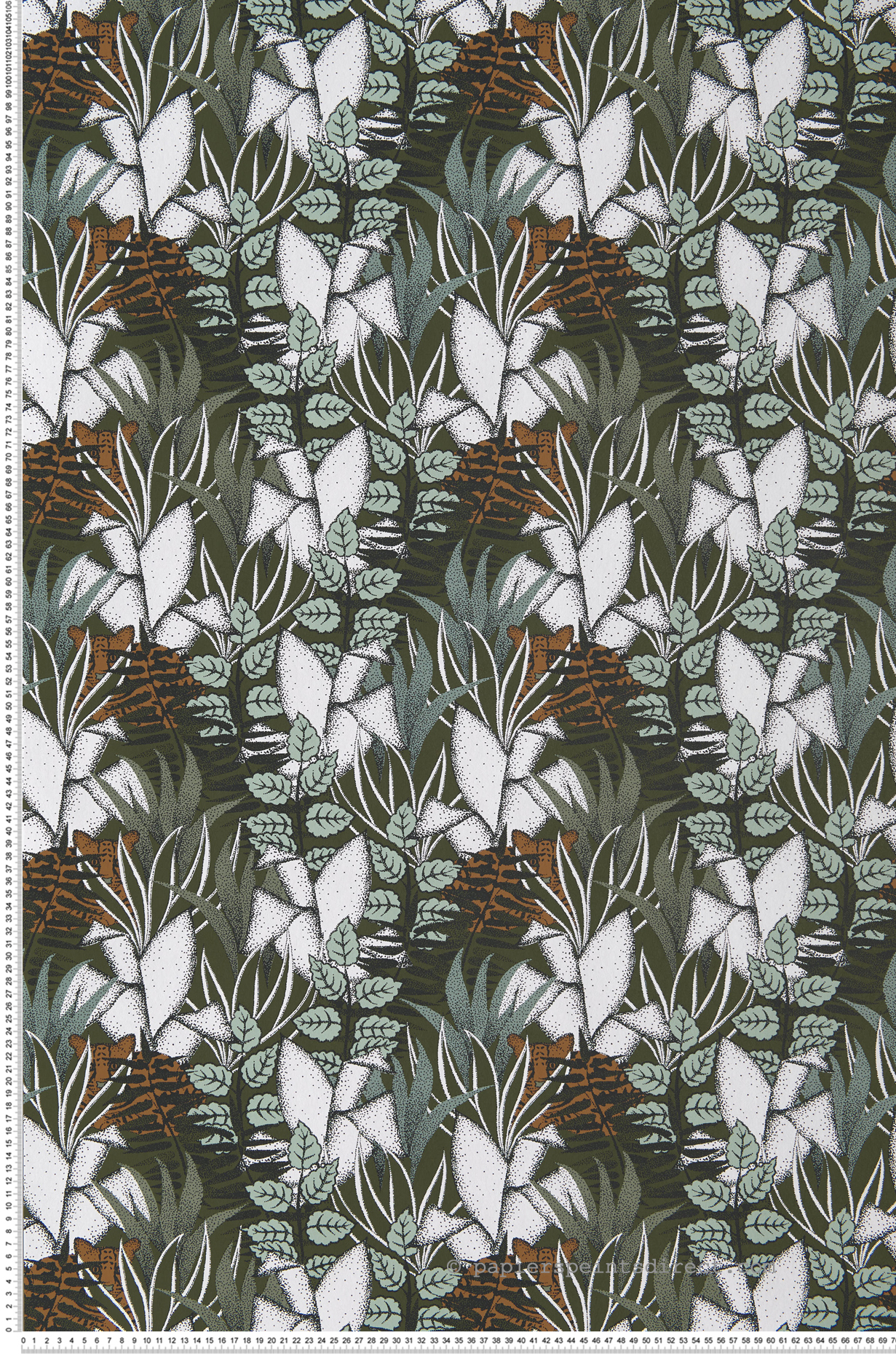 Papier peint Feuillage Tigris kaki - Orphée de Casamance | Réf. CAS-74731734