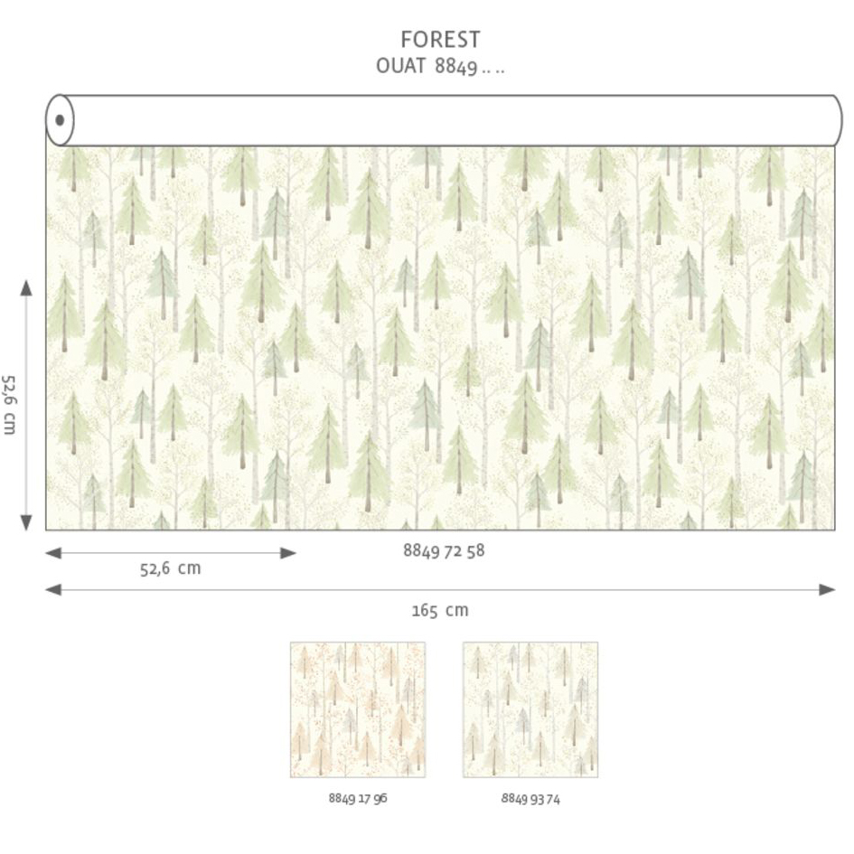 Tissu Sapin Forêt gris rose - Once Upon A Time de Casadéco | Réf. OUAT88491796