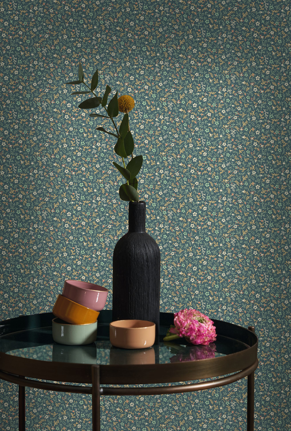 Papier peint Fleuri Myosotis bleu paon - Flower Market de Casadéco | Réf. FLOM89236434