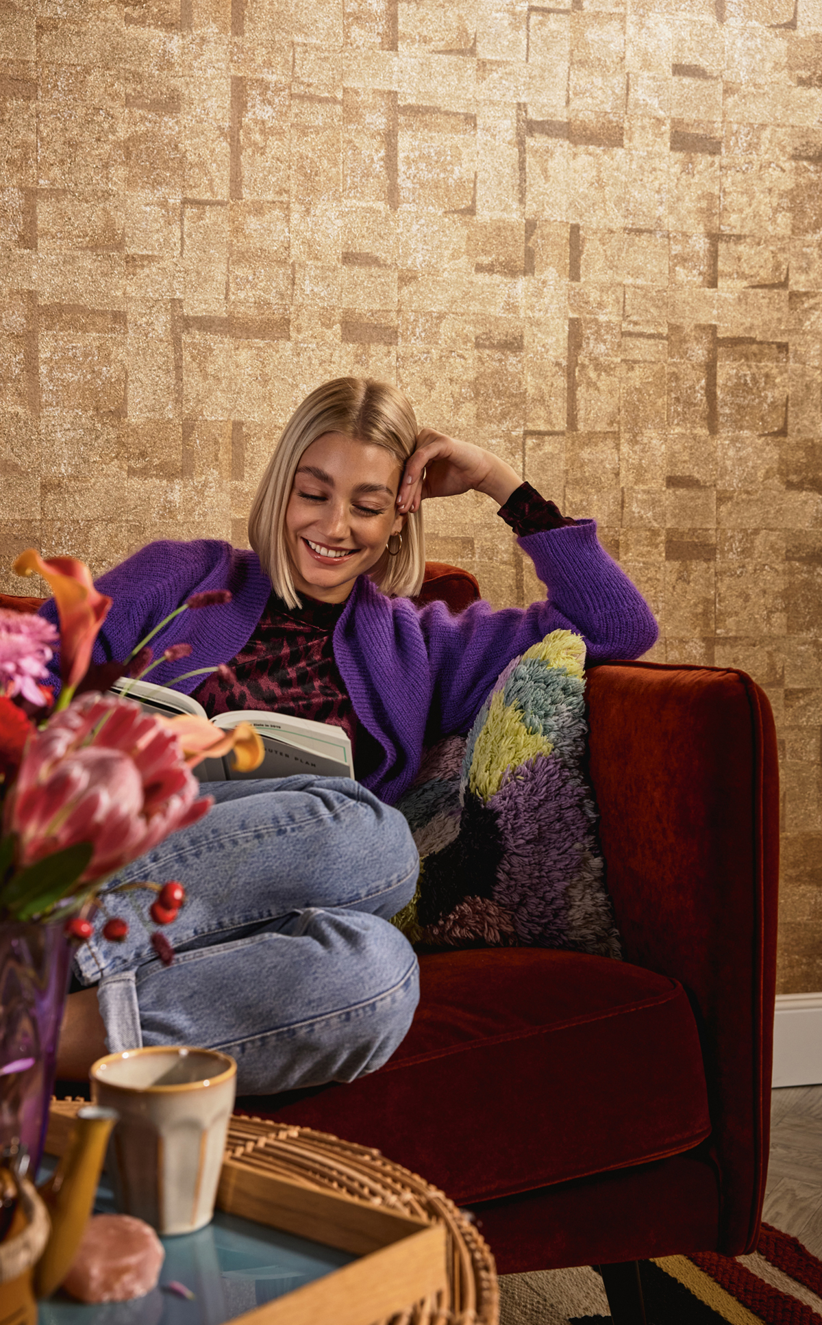 Papier peint Dalle Béton Géométrique marron doré - Stories of Life d'A.S. Création AMB2 | Réf. AS-396711