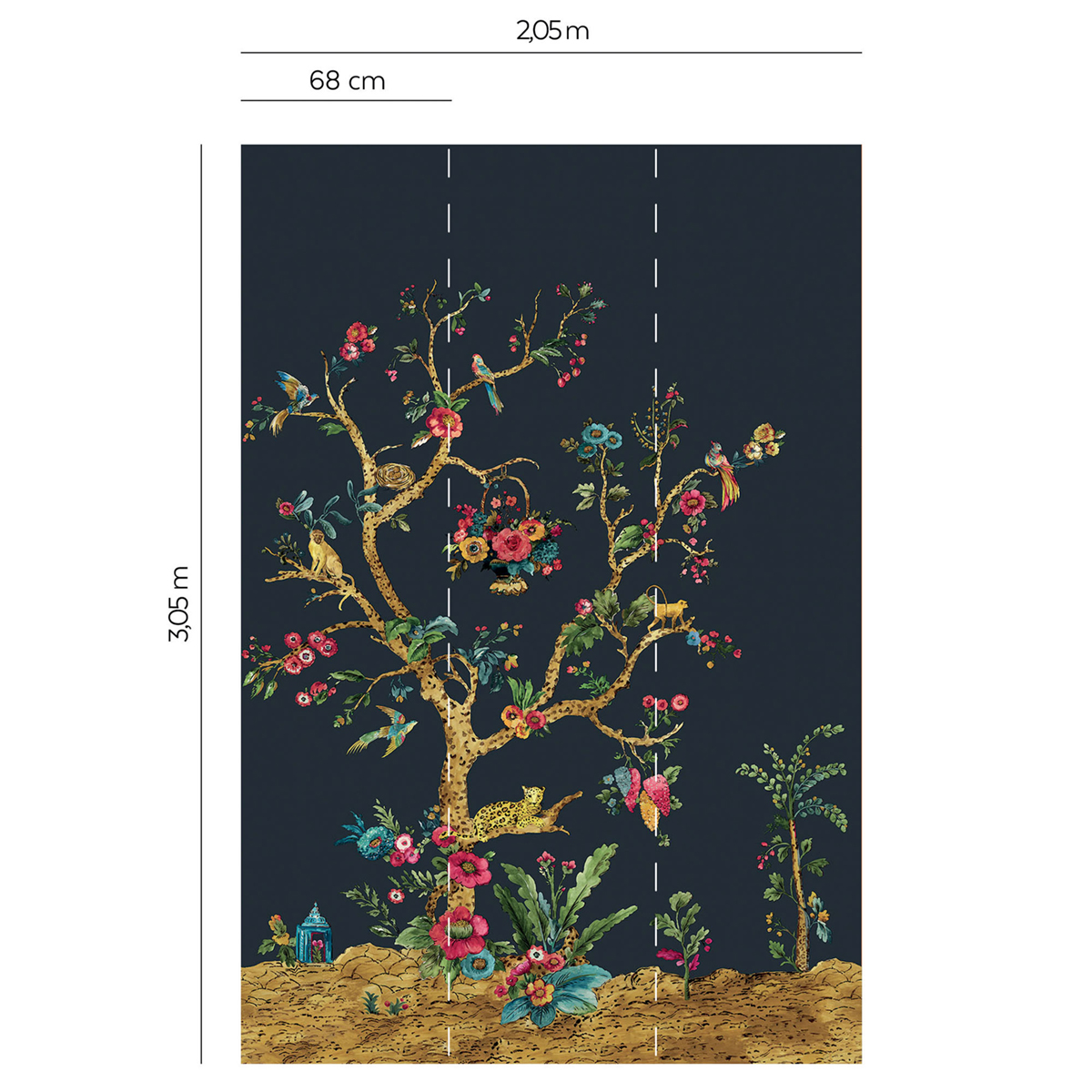 Papier peint panoramique Arbre Léopard Tanzanie noir - Daisy Bennett d'Initiales AMBR | Réf. INI-DB31900M