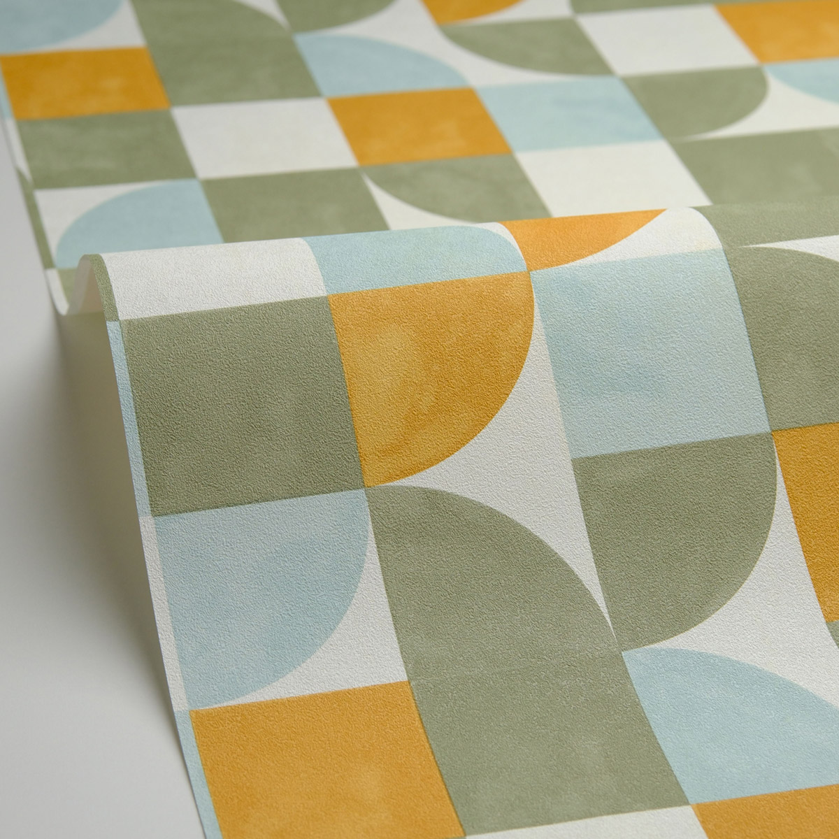 Papier peint Forme Rétro Happiness kaki curry - Green Life 2 de Casélio AMB4 | Réf. GNL2105360387