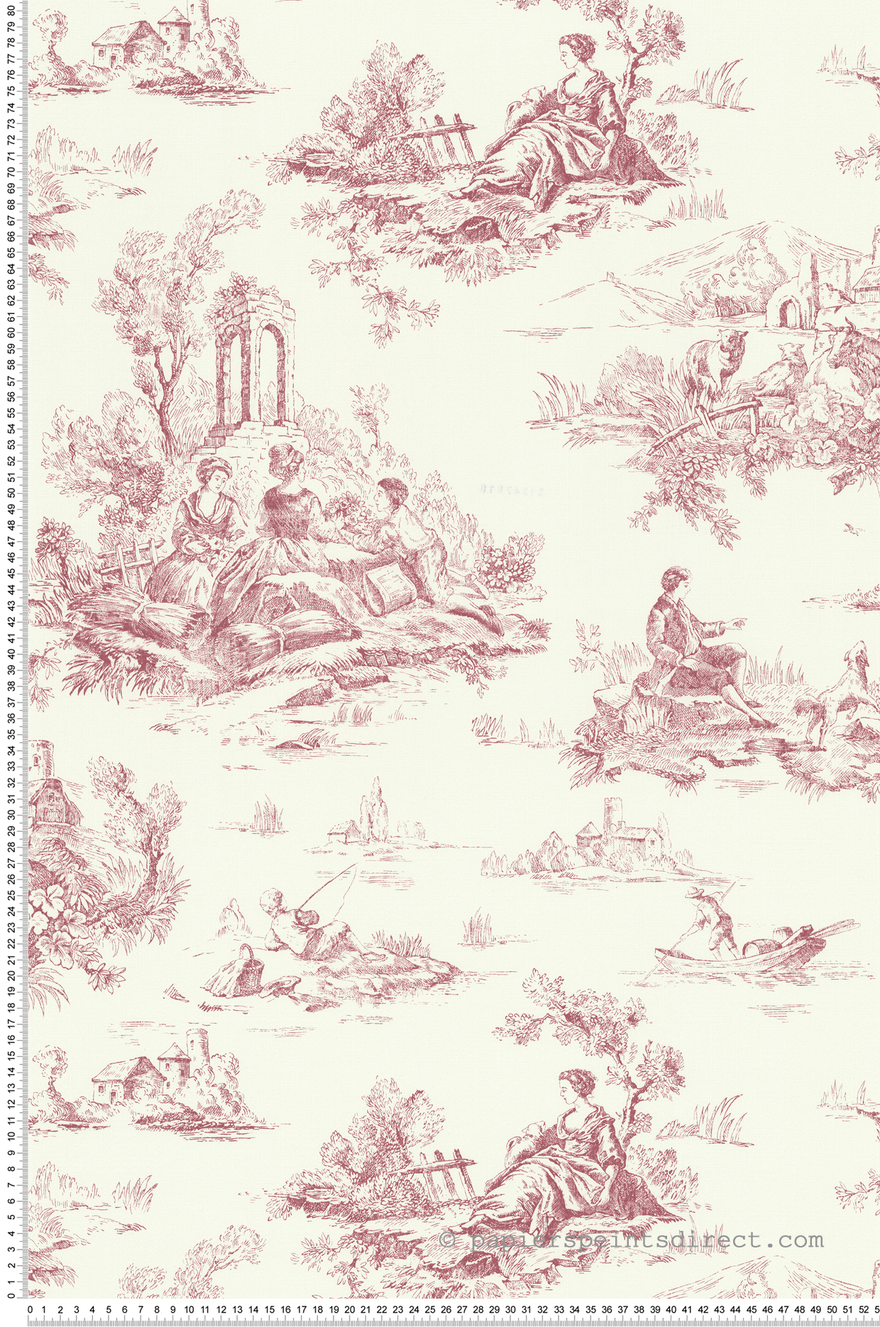 Papier peint Toile De Jouy framboise - Les Essentiels de Lutèce | Réf. LTC-51247910