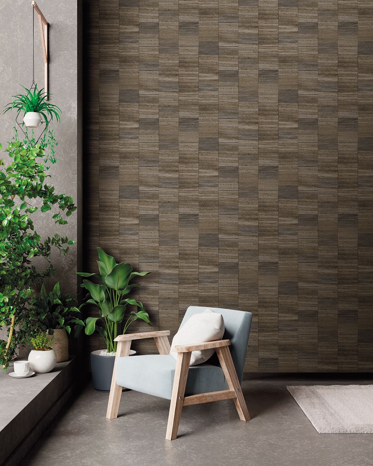 Papier peint Béton Urbain Carreaux brun gris - Vancouver de Montecolino | Réf. MC-SY27536