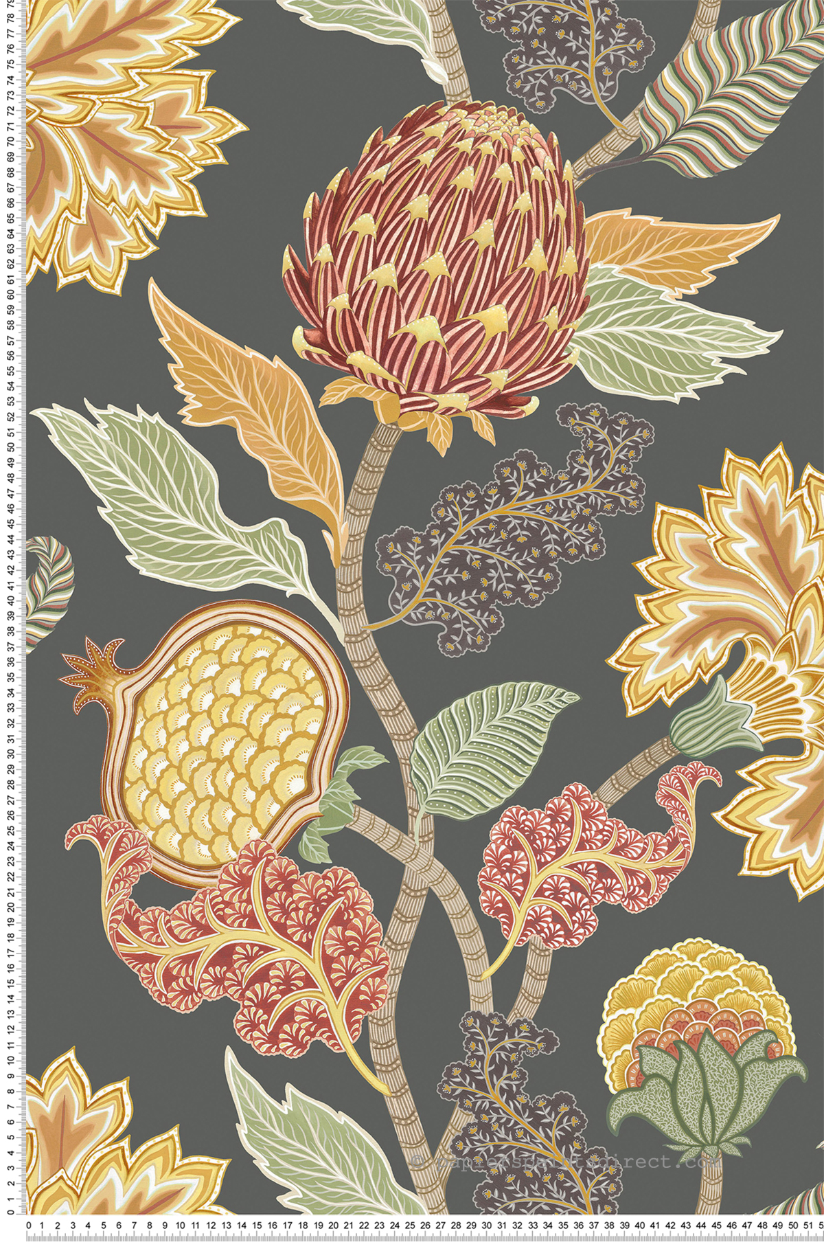Papier peint Grenade Fleuri Cynara anthracite - Ananda d'Osborne & Little | Réf. OSB-W8034-05