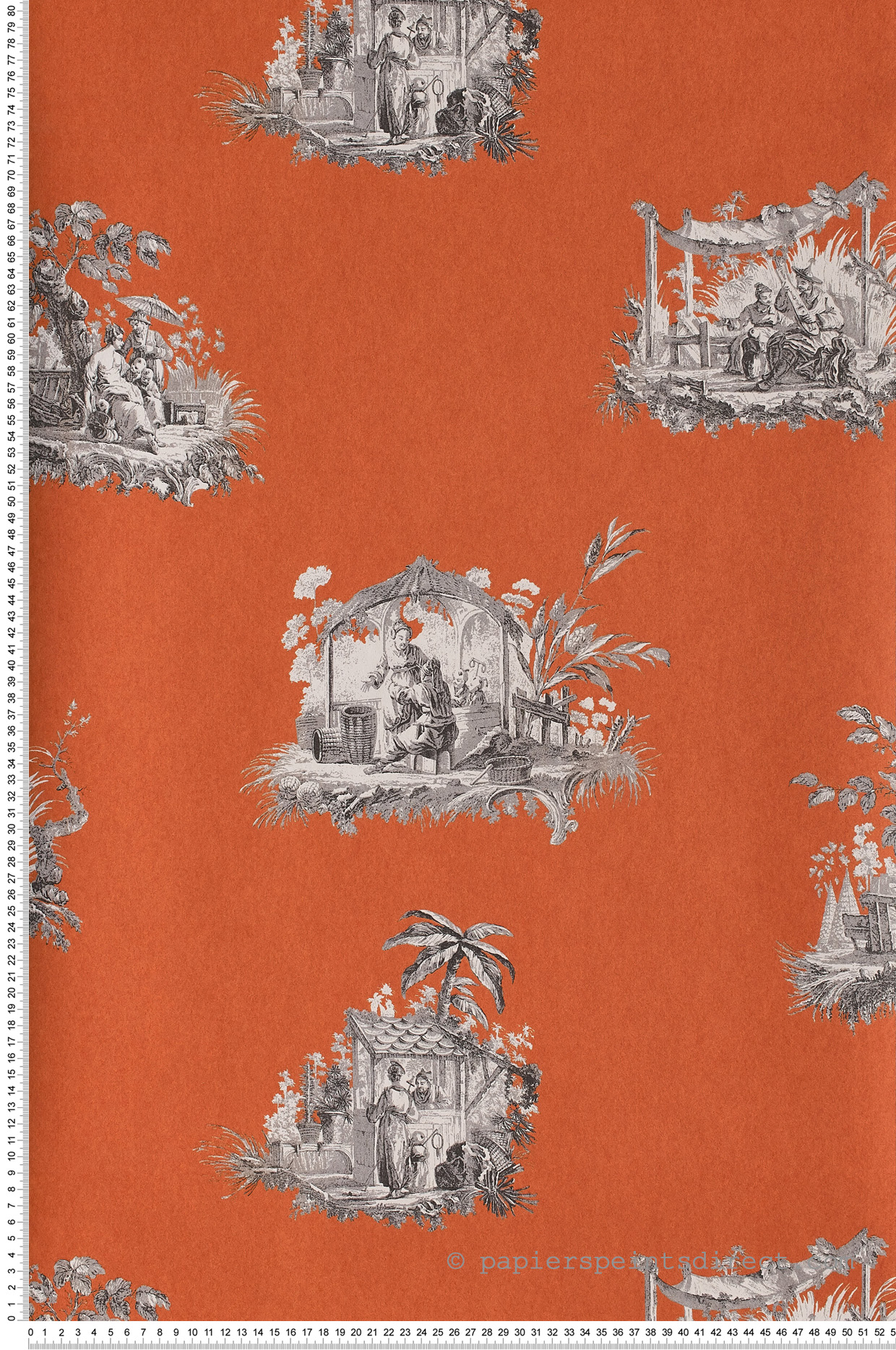 Chinoiseries orange - Collection Fontainebleau de Casadéco