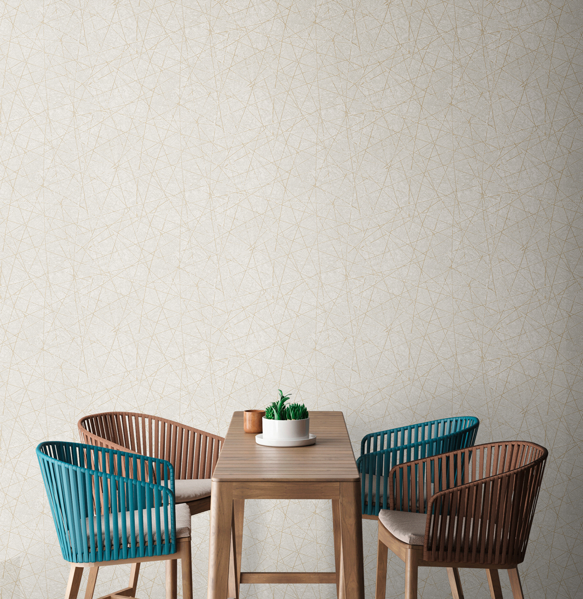 Papier peint Lignes Maha Métal lin doré - Metropolitan Stories 3 d'A.S. Création | Réf. AS-391773