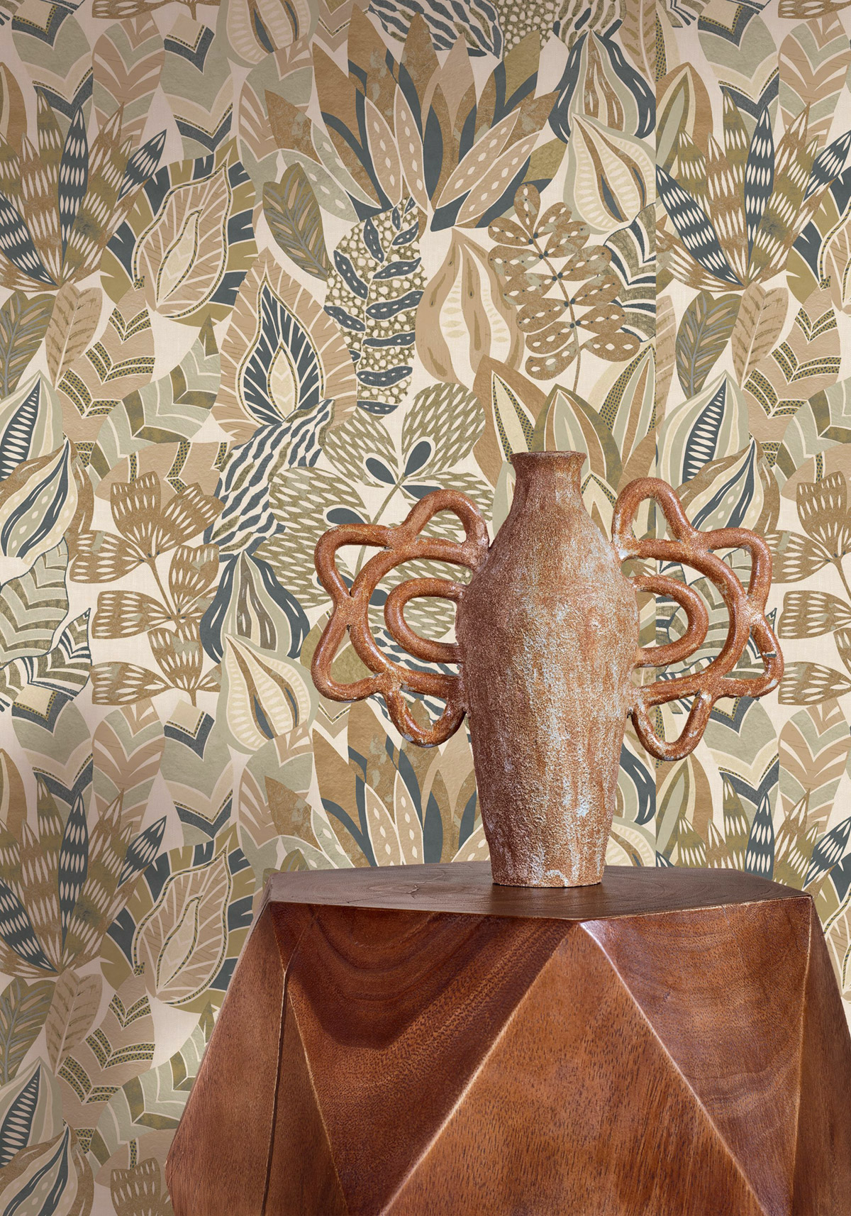 Papier peint Jardin Alfabia vert bleu - Palmadora de Casamance | Réf. CAS-76691222