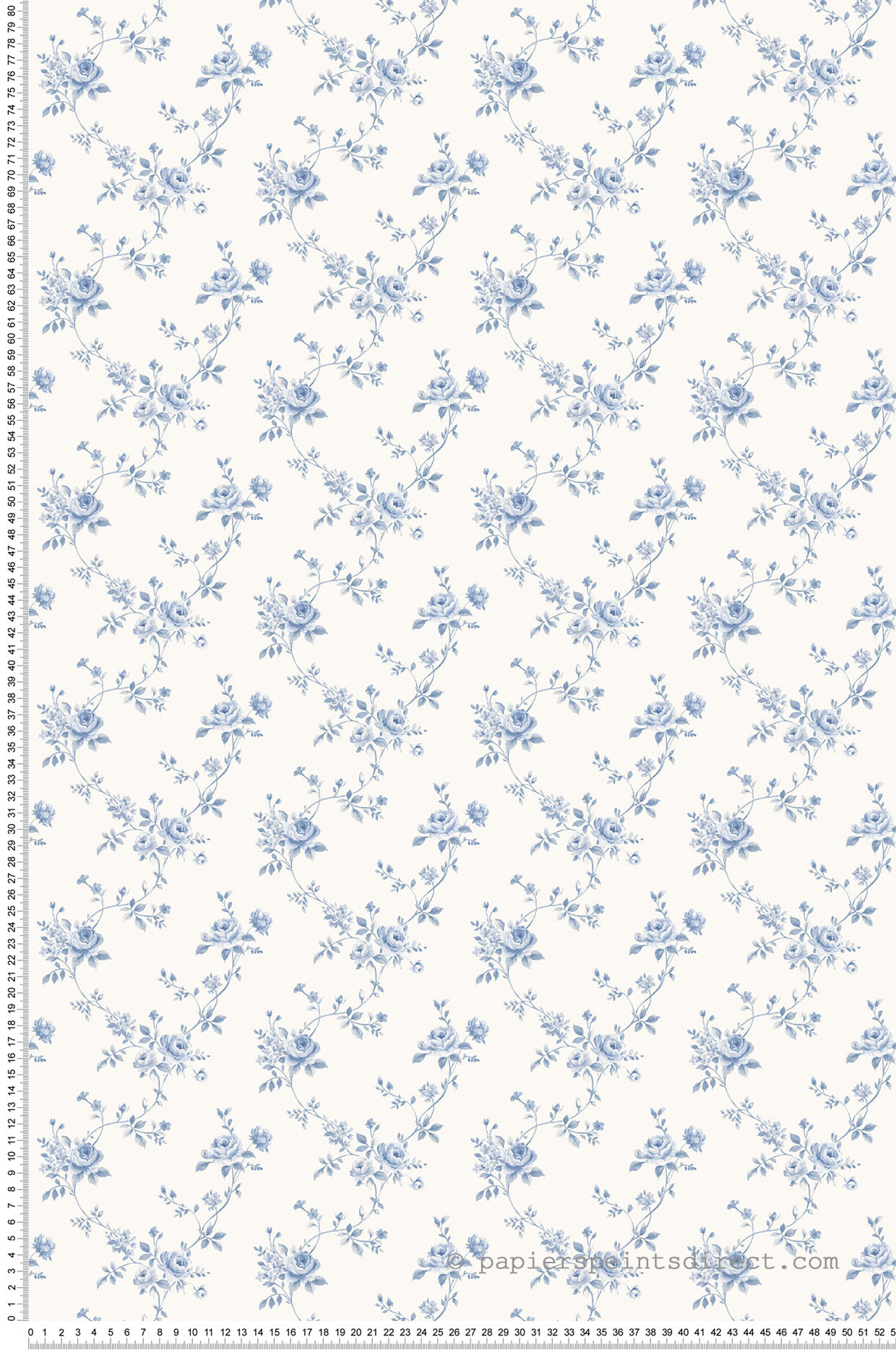 Papier peint fleurs Palissade de Roses bleu - Miniatures de Lutèce | Réf. LTC-G67892