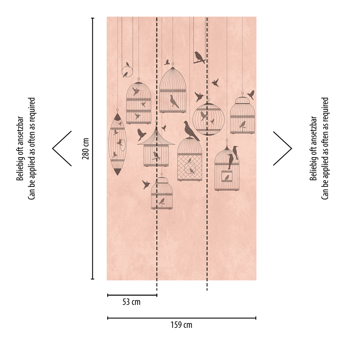 Papier peint panoramique Cage aux Oiseaux rose - The Wall d'A.S. Création | Réf. AS-382961