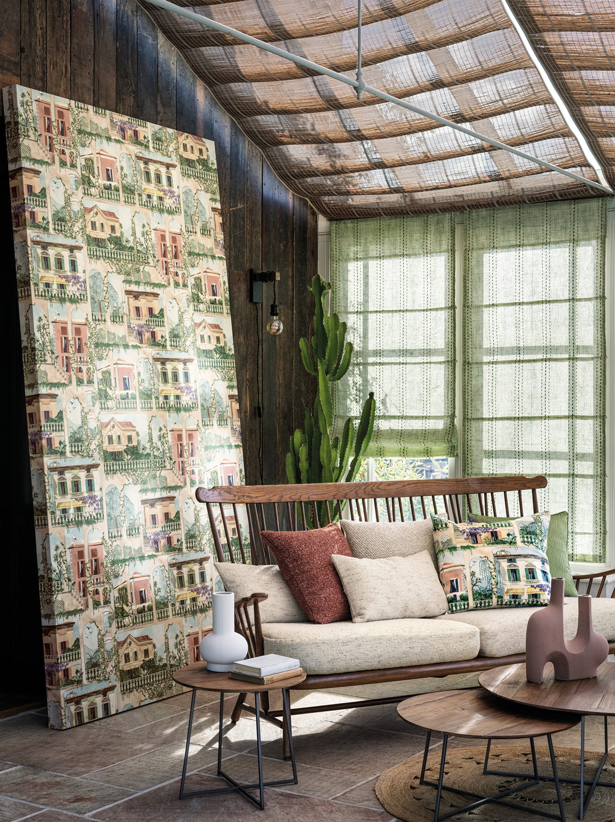 Papier peint Village Villa Como multicolore - Rhapsody d'Osborne & Little | Réf. OSB-W7813-01