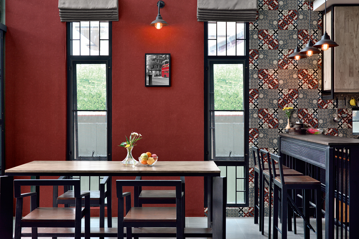 Papier peint Carreaux de Ciment rouge - New Life d'AS Création | Réf. SP15453