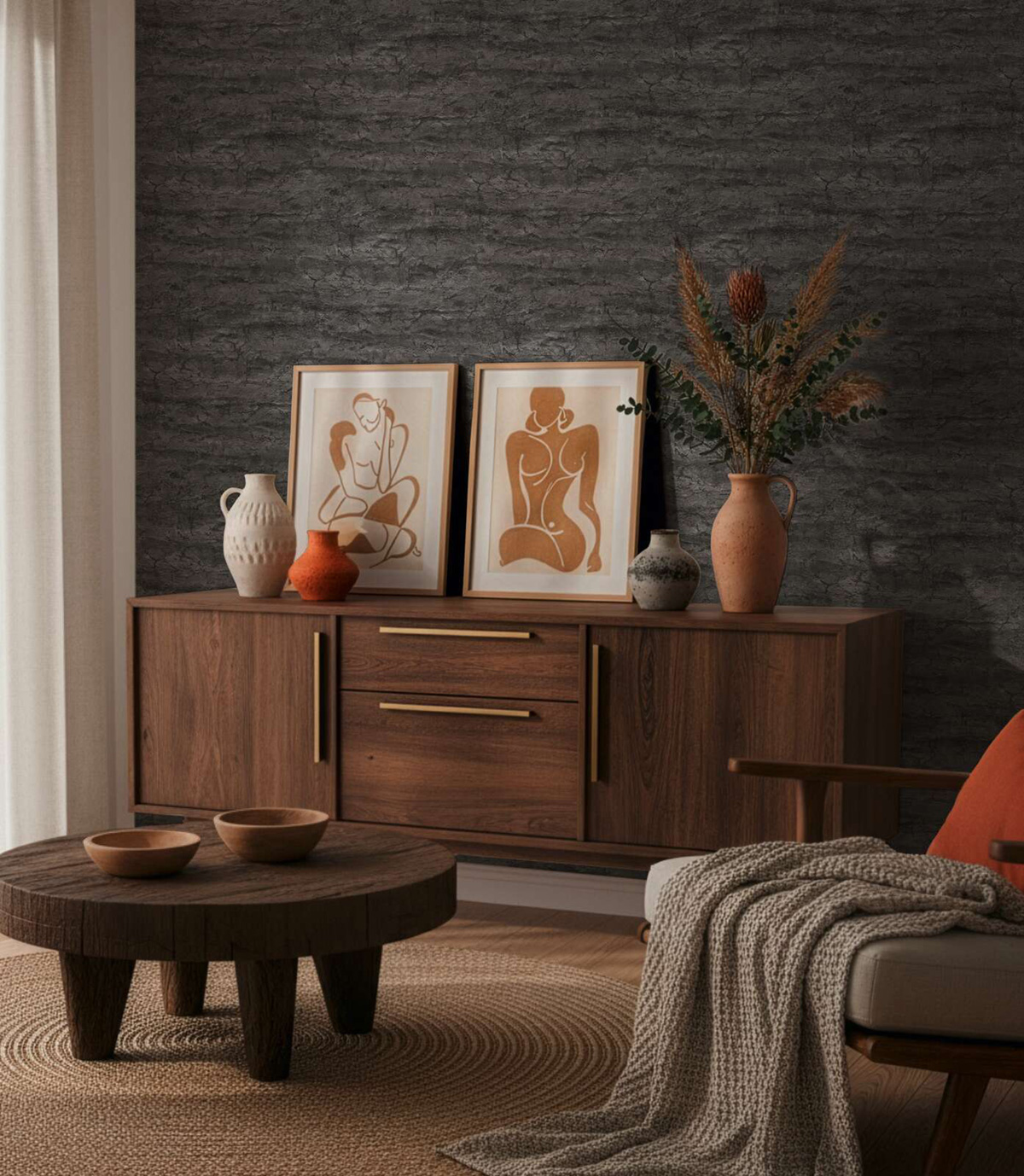 Papier peint Pierre Brute Minéral anthracite - Vibes & Styles d'A.S. Création | Réf. AS-791992