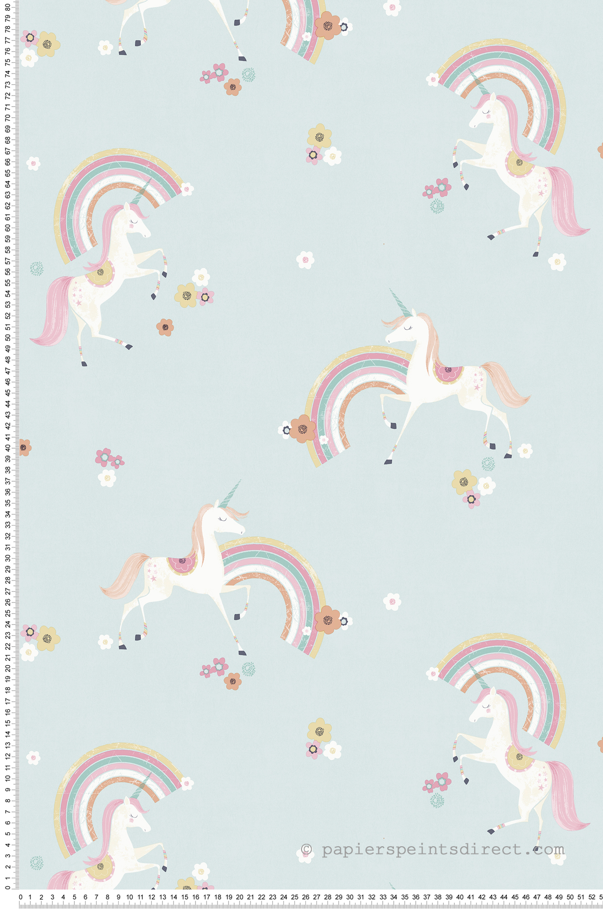 Papier peint Licorne Arc en Ciel bleu - Imagine de Lutèce | Réf. LTC-DL27564