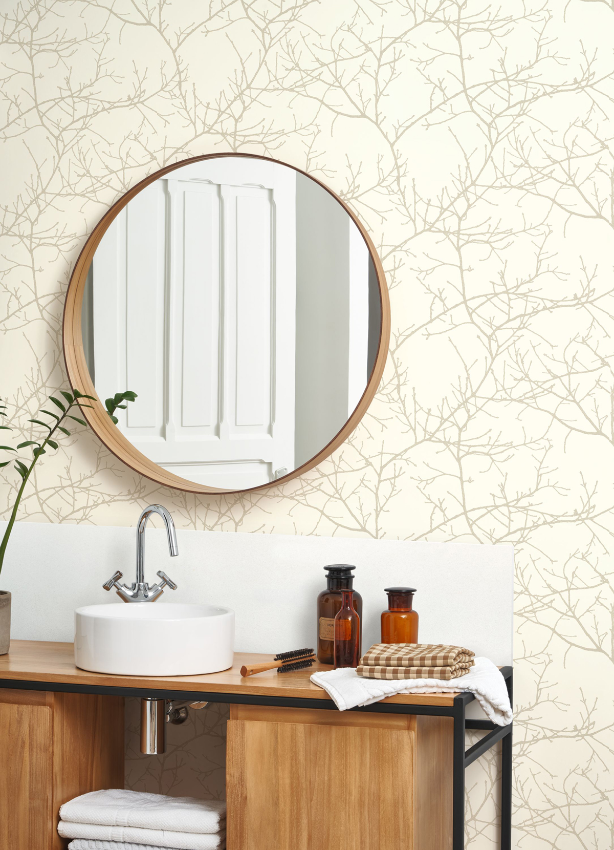 Papier peint Branche Arbre Vancouver blanc - Riverside 4 de Casadéco | Réf. RIVI89530124