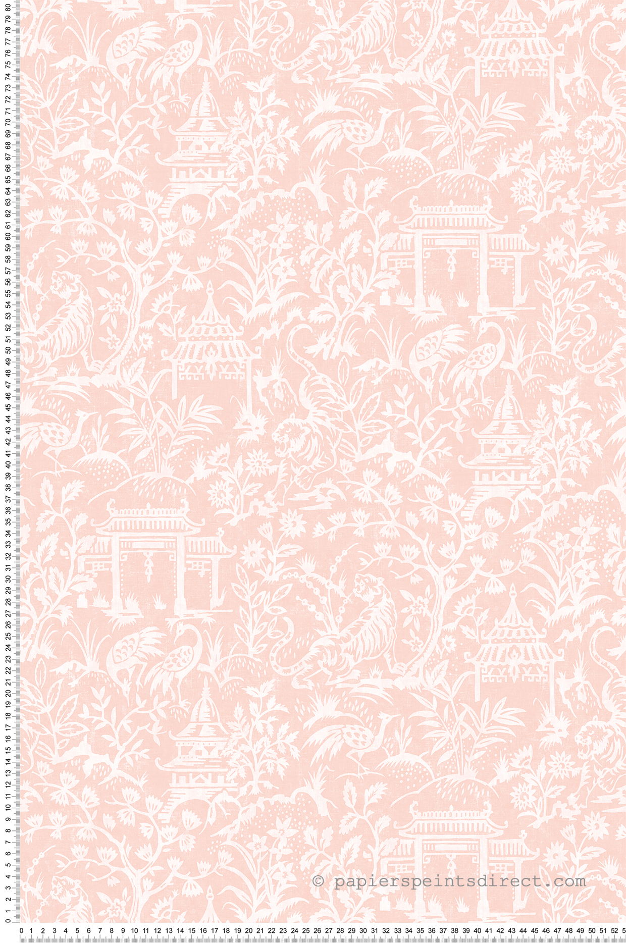 Papier peint Toile De Jouy Japonais rose - Jardin Secret de Lutèce | Réf. LTC-G78511