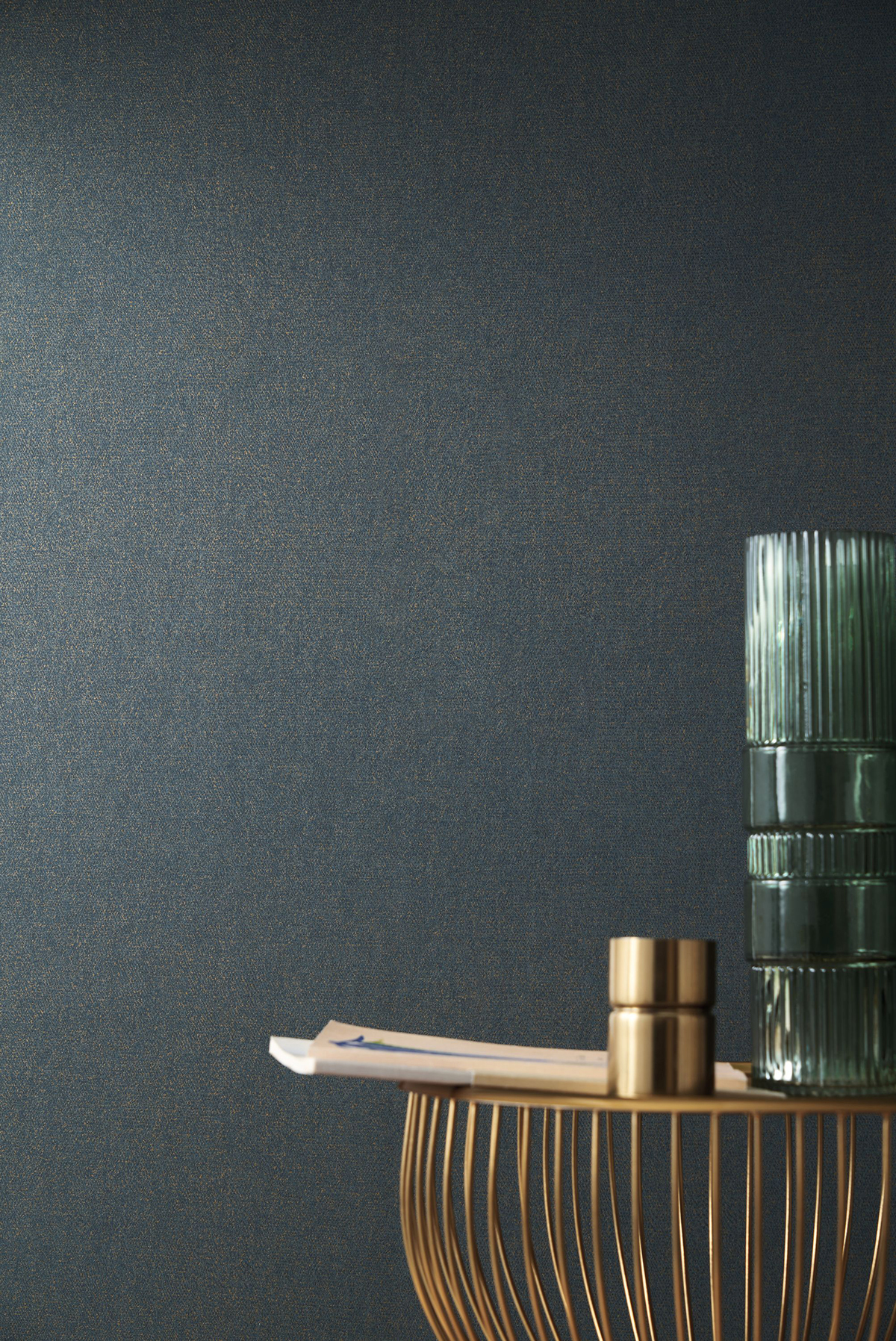 Papier peint Faux Uni Octa bleu nuit métallisé - Nuit d'Orient de Casamance | Réf. CAS-75423160