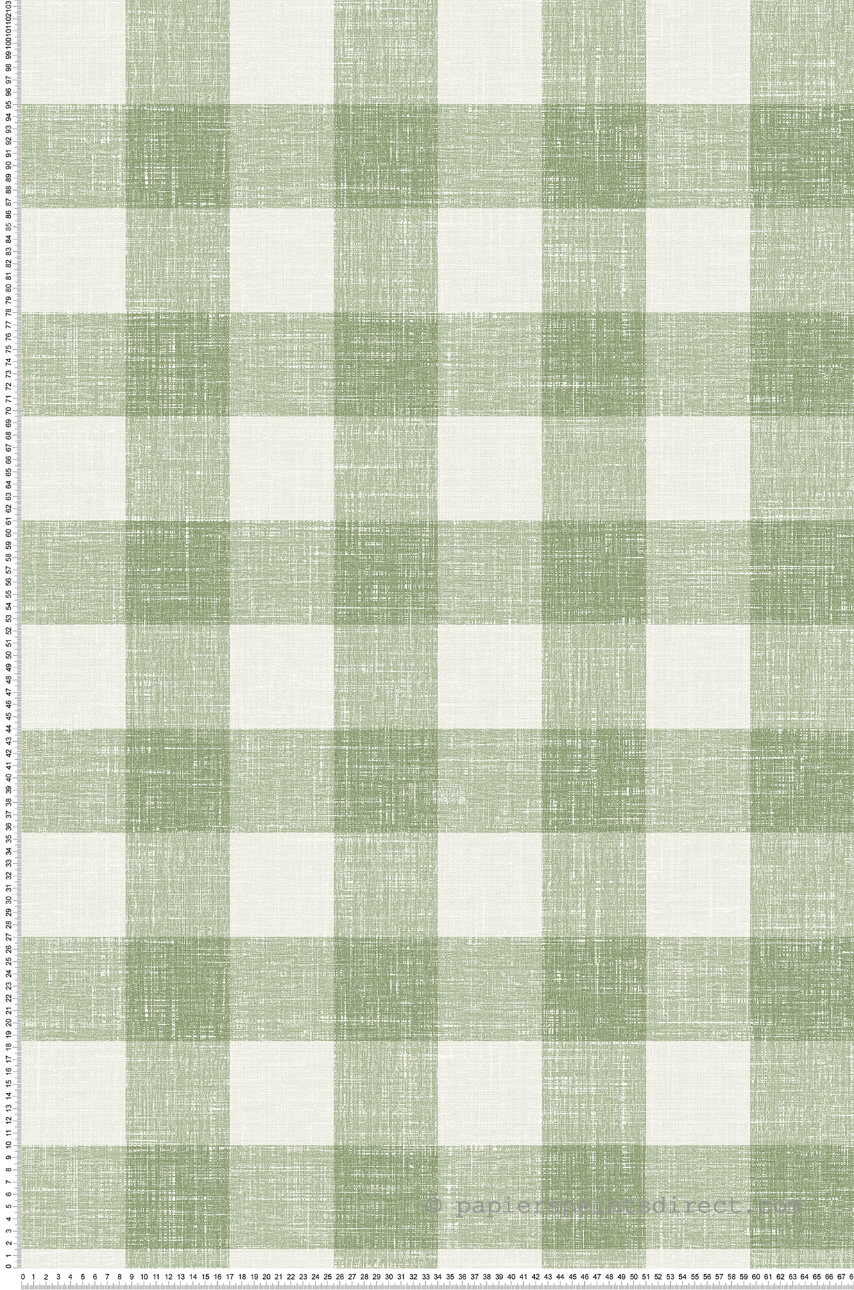 Papier peint Vichy Grand Carreau vert écru - French Country d'Initiales | Réf. INI-FC62304