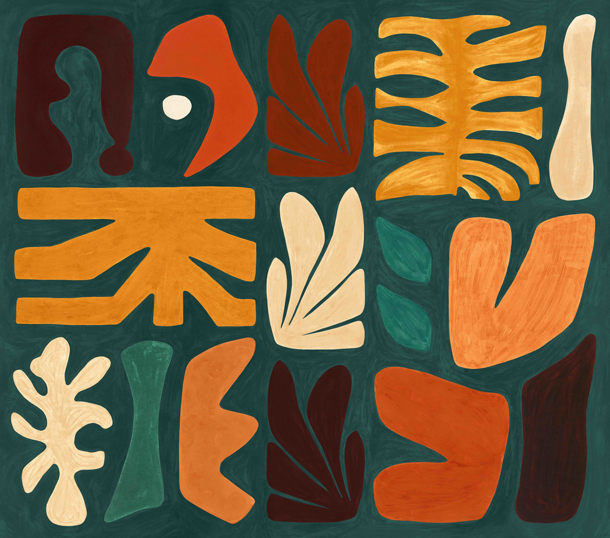 Papier peint panoramique Graphique Moderne Jorge bleu canard - Modernismo de Casamance | Réf. CAS-76863568