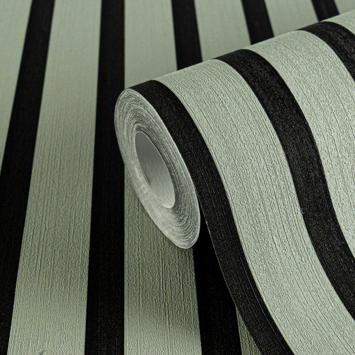 Papier peint Tasseaux Lattes noir vert sauge - Pintwalls 3 d'A.S. Création ZOOM | Réf. AS-786282