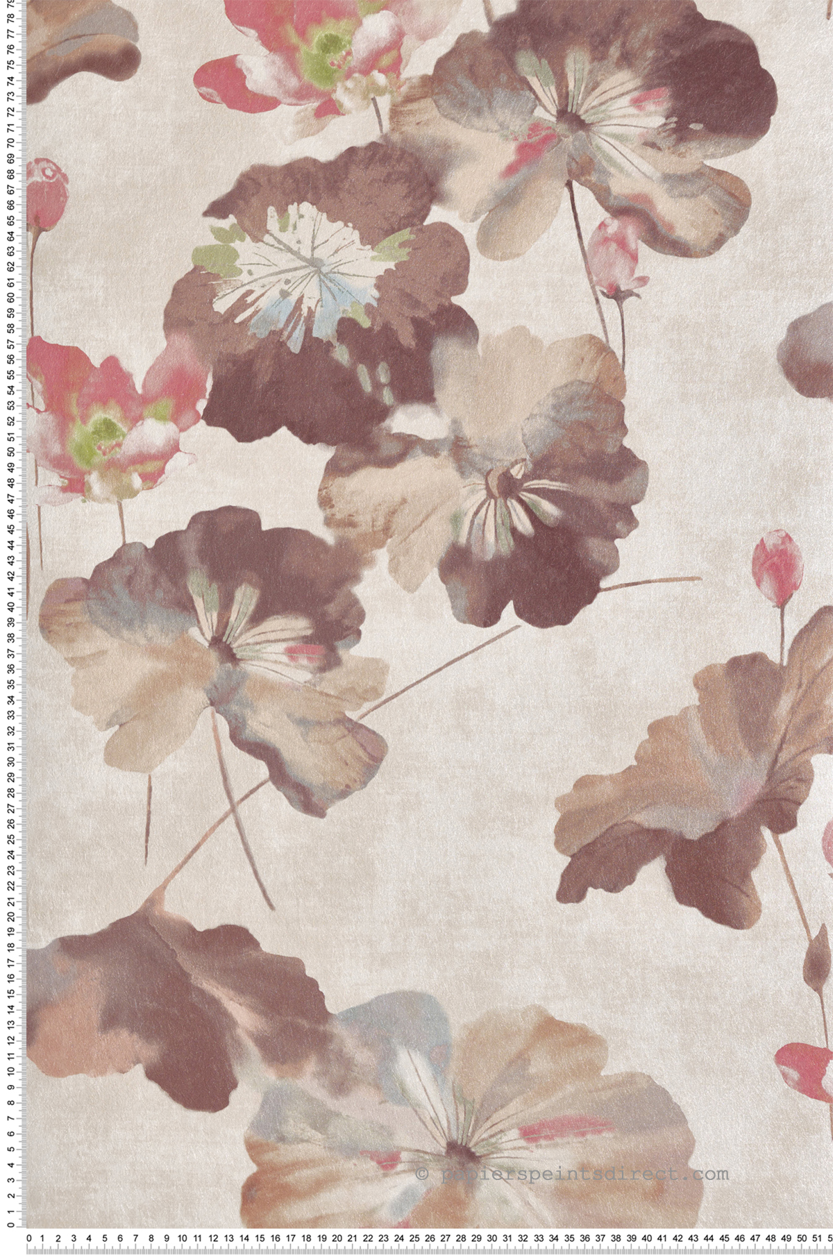 Papier peint Fleur Nymphéa crème irisé - Willow d'Initiales | Réf. INI-00814304