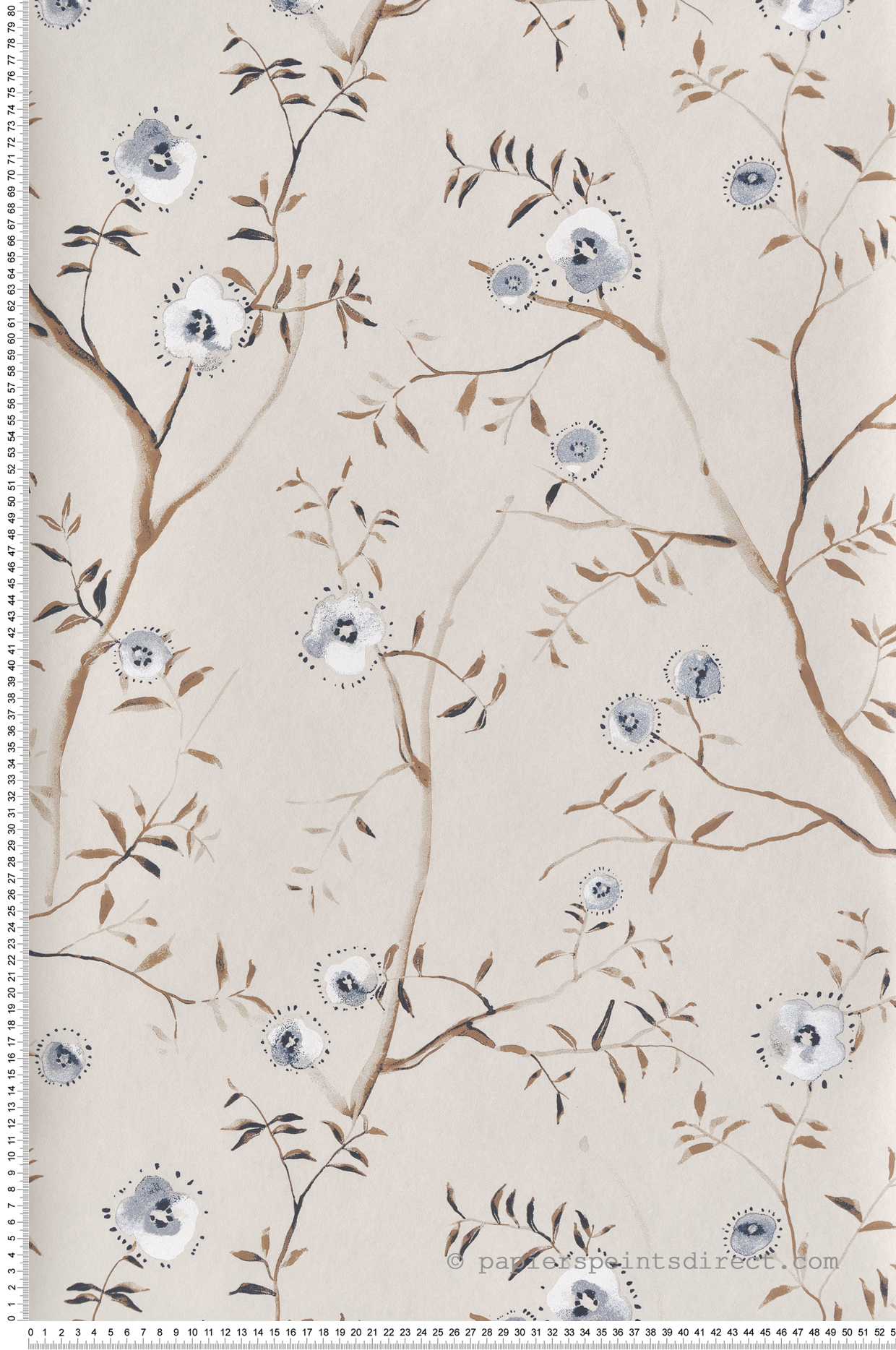 Papier peint Fleurs Japonaises Sari beige argenté - Summer de Masureel | Réf. MAS-SUM206