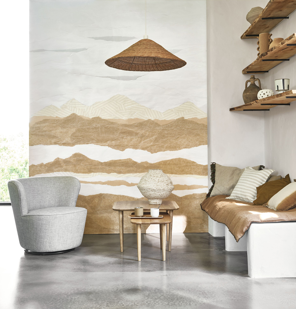 Papier peint panoramique Dune de Papier M beige 212X280 - Papercraft de Casadéco | Réf. PAPC89661303