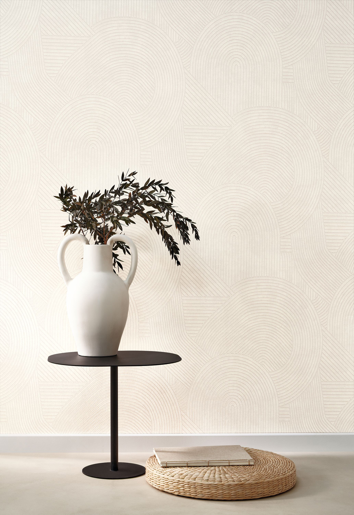 Papier peint Jardin des Pierres blanc polaire - Kyoto de Casadéco AMB3 | Réf. KYTO88750213