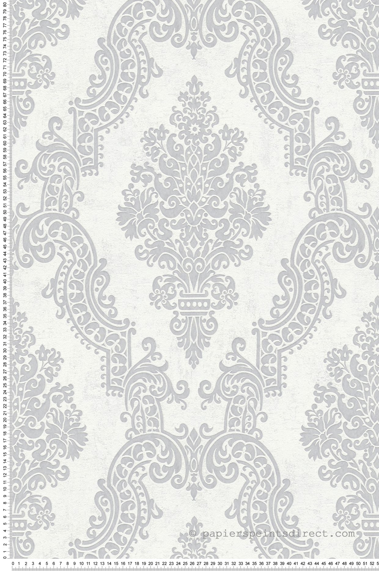 Papier peint Médaillon Baroque blanc cassé argenté - Pure Elegance d'A.S. Création | Réf. AS-397655