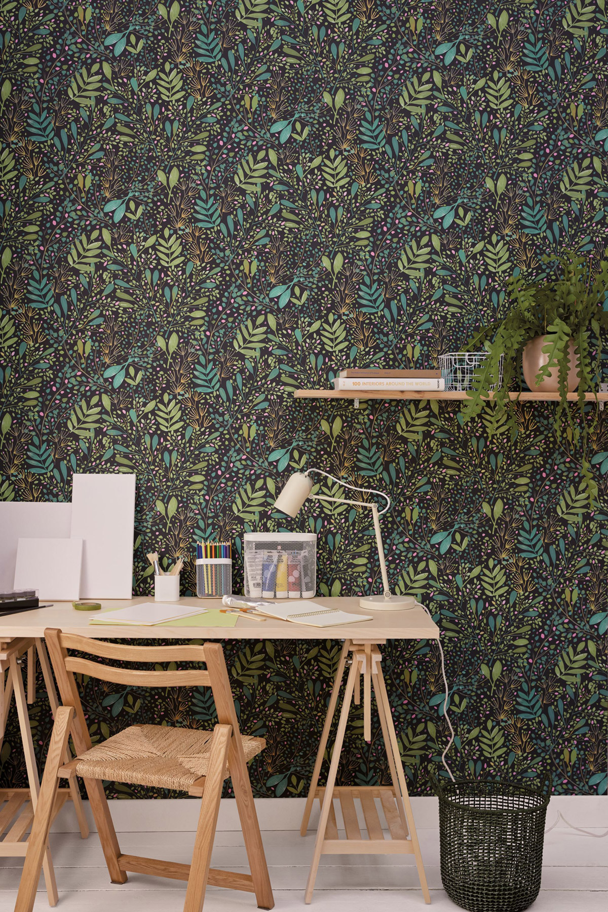 Papier peint Feuilles Joy vert noir - Green Life 2 de Casélio | Réf. GNL2101699791