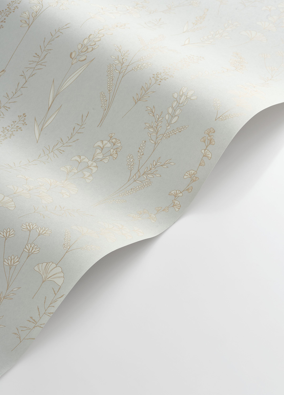 Papier peint Carnet Botanique bleu beige nacré - Le Beau Jardin de Casadéco VAGUE | Réf. BJAR202596314