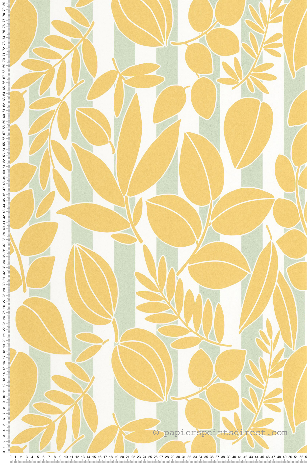 Papier peint Feuillage Rayure Ramatuelle jaune vert d'eau - Echappée Belle de Casadéco | Réf. ECHA89822606